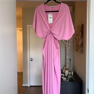 Zara cutout pink maxi dress